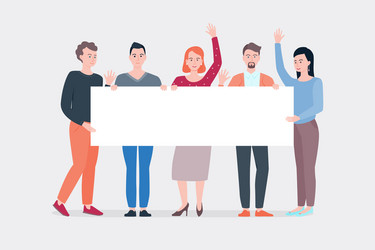 Diverse woman group holding blank banner Vector Image