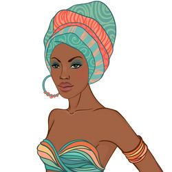 African Woman in Turban Vector Image