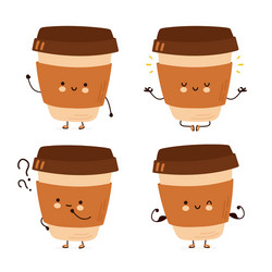 Happy cute smiling funny coffee paper cup Vector Image