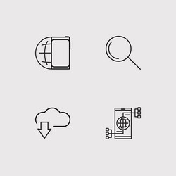 data analytics simple linear icons set outlined vector image