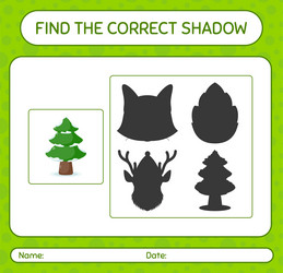 find the correct shadows game with pine tree vector image