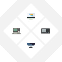 flat icon computer set of display technology pc vector image