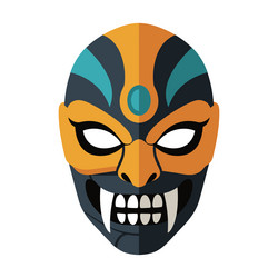 stylized oni mask with teal and orange accents Vector Image