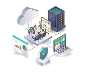 data analysis team for cloud server databases vector image