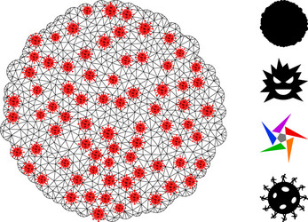 polygonal mesh core icon with virus nodes vector image