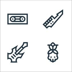 rock and roll line icons linear set quality vector image