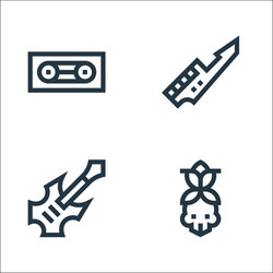 Rock and roll line icons linear set quality vector