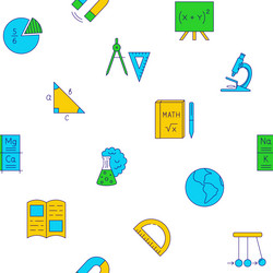 school seamless pattern in colored line style vector image