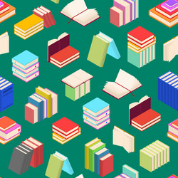 Stack of color books background pattern isometric vector