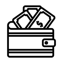 Wallet icon in line style for any projects vector