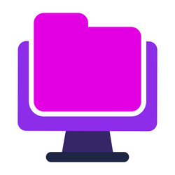 Computer icon with file folder flat vector