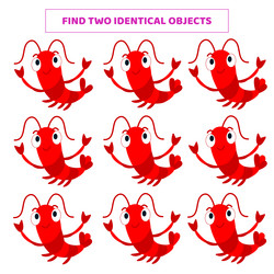 Find two identical objects matching game for kids vector
