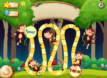 game design with monkeys in forest background vector image