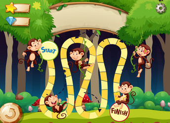 game design with monkeys in forest background vector