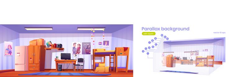 parallax background hostel or student dormitory vector image