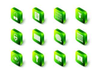 set fingerprint binary code motion sensor prison vector image