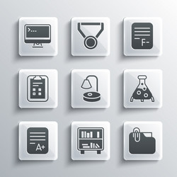 set shelf with books document folder clip test vector image