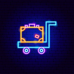 cart luggage neon sign vector