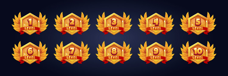 level number badges game player levels up vector image