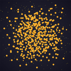 golden confetti spray on dark background template vector