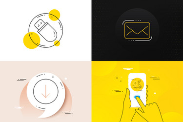 minimal set of scroll down usb stick and delivery vector image