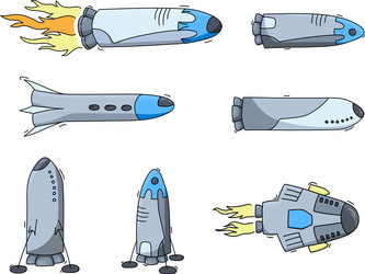 Set of space ship - rocket vector