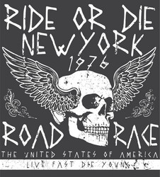 tee skull motorcycle graphic design Vector Image