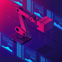 automated robot arm 3d isometric vector image