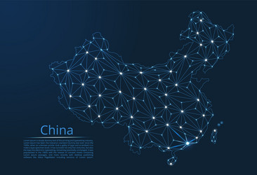 china communication network map low poly image vector image
