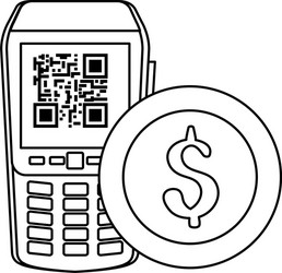 dataphone with scan code qr and coin vector image