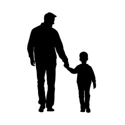 Father with son silhouette and walking Royalty Free Vector