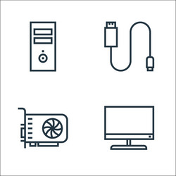 Hardware line icons linear set quality vector