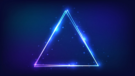 neon double triangular frame with shining effects vector image
