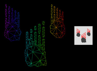 Rainbow gradiented polygonal mesh falling rocks vector