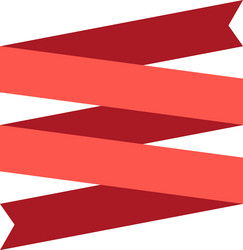 red and coral ribbons are creating a zigzag vector image