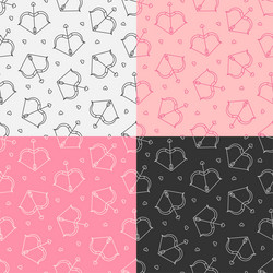 set of seamless patterns with cupid bow vector image