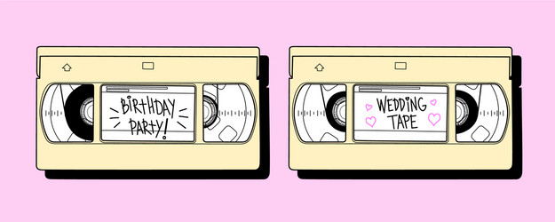 Set two vhs cassettes with notes vector