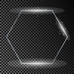 silver glowing hexagon frame with sparkles vector image