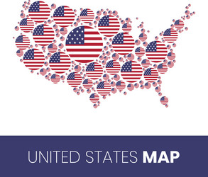 usa map filled with flag-shaped circles vector