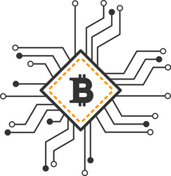 Bitcoin processor circuit flat icon vector