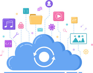 cloud storage service for hosting or data center vector image
