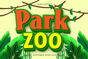 park zoo editable text effect 3 dimension emboss vector image