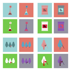 set of ecology icons on color backgrounds square vector image