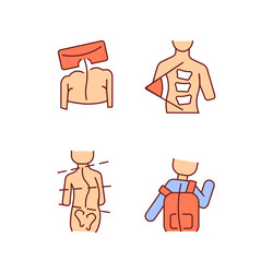 spine curvature measure rgb color icons set vector image
