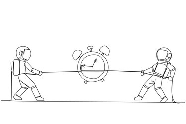 continuous one line drawing two astronauts vector image