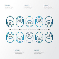 Hardware outline icons set collection of notebook vector