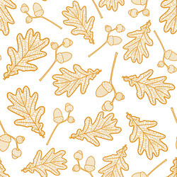 Seamless pattern of branches with acorns vector