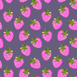 seamless pattern with strawberry on color vector image
