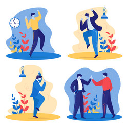 Set joyful happy cheerful managers in office vector