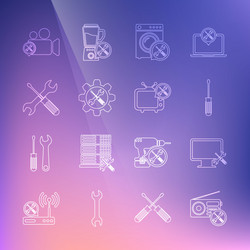 set line radio service computer monitor vector image